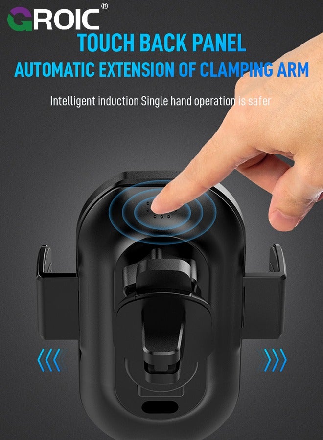 Wireless Car Charger Phone Mount, auto Clamping arms, Holder 15W, for I phone15,14,13,12,Galaxy s23,22,21,20 with Magnetic Port Chargers, Safe air Vent Connection, Compatible with Thick Cases