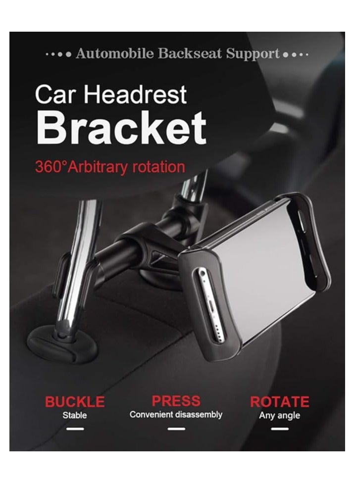 Car Headrest Mount/Tablet Holder Car Backseat Seat Mount/Tablet Headrest Holder Universal 360° Rotating Adjustable for All 4.5