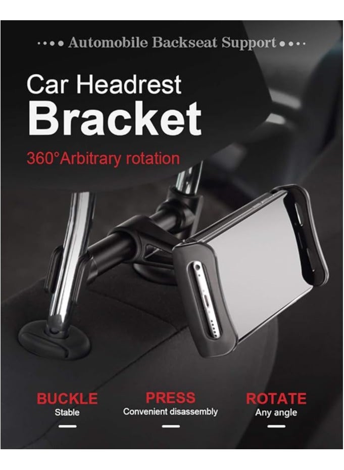 Car Headrest Mount/Tablet Holder Car Backseat Seat Mount/Tablet Headrest Holder Universal 360° Rotating Adjustable for All 4.5