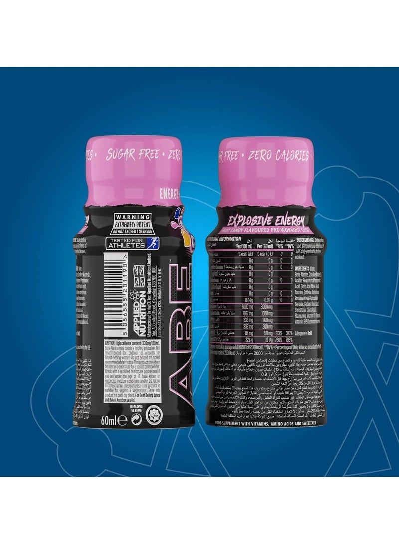 Abe Ultimate Pre Workout Shot, Fruit Candy, 60Ml Pack of 12