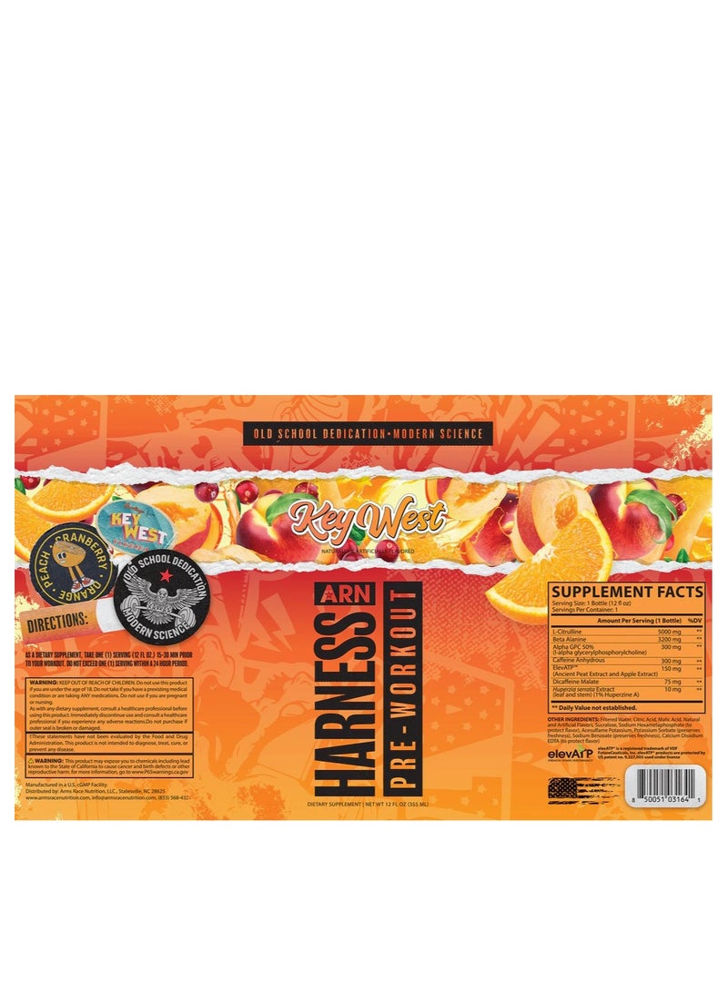 ARN Harness Pre-Workout Drink  Key West Flavor 12 x 355ml