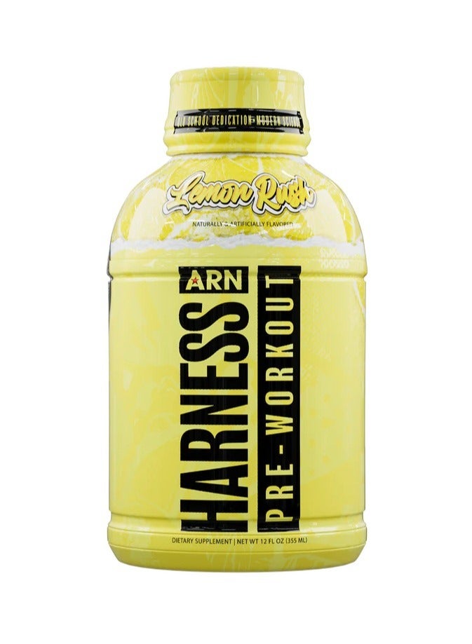 ARN Harness Pre-Workout Drink  Lemon Rush Flavor 12 x 355ml