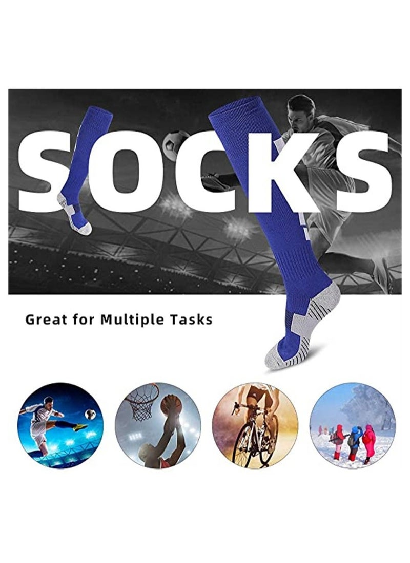 Soccer Socks, Sport Knee High Socks Over The Calf Compression Athletic Socks for Mens and Women Running Training Football Thickening Keep Warm Sock for Soccer, Basketball, Uniform, 3 Pairs