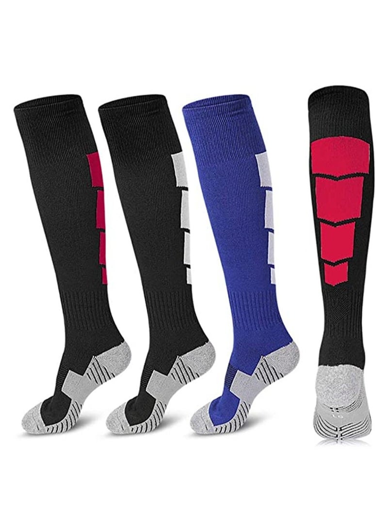 Soccer Socks, Sport Knee High Socks Over The Calf Compression Athletic Socks for Mens and Women Running Training Football Thickening Keep Warm Sock for Soccer, Basketball, Uniform, 3 Pairs