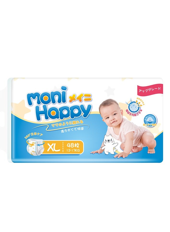 Moni Happy Baby Diaper Pants Super Absorption, Fluffy non-woven fabric, Smart wetness detector, Double-leak guard-XL, 12-17 kg - 48 pcs