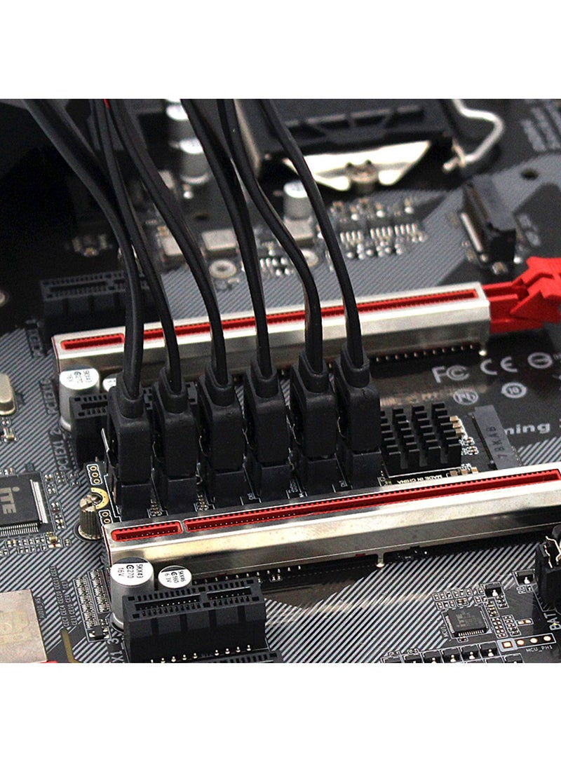 M.2 NVME PCI-E PCIE X4 X8 X16 To 6 Port 3.0 SATA Adapter Card Riser III 6GB/S Chassis server PC Expansion+6PCS 3.0 SATA CABLE(size A)