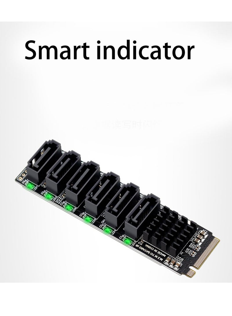 M.2 NVME PCI-E PCIE X4 X8 X16 To 6 Port 3.0 SATA Adapter Card Riser III 6GB/S Chassis server PC Expansion+6PCS 3.0 SATA CABLE(size A)
