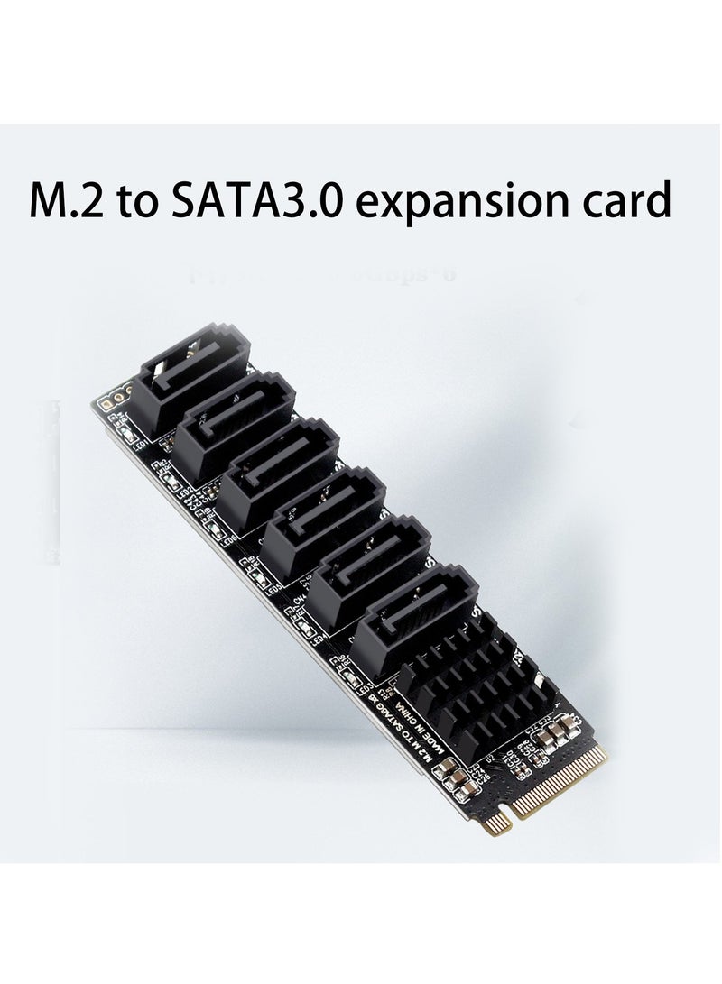 M.2 NVME PCI-E PCIE X4 X8 X16 To 6 Port 3.0 SATA Adapter Card Riser III 6GB/S Chassis server PC Expansion+6PCS 3.0 SATA CABLE(size A)