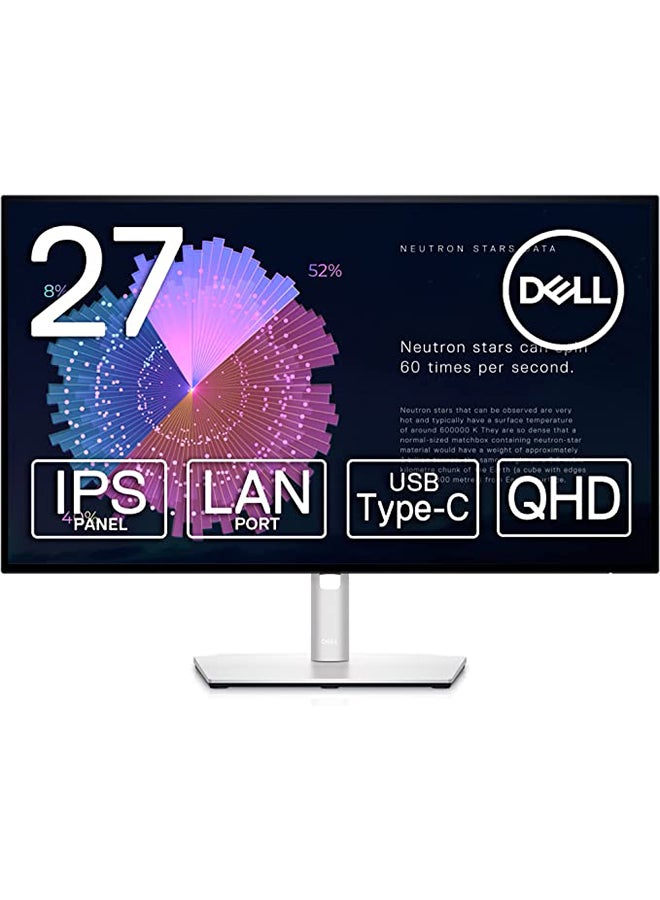 U2722DE UltraSharp USB-C 27 Inch QHD (2560x1440) Monitor, 60Hz, IPS, 100% sRGB, 3x USB-C, 2x DisplayPort, HDMI, 4x USB, RJ45 grey