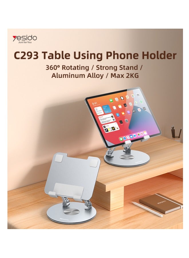 Yesido Tabletop Tablet Holder Aluminum Alloy Foldable Ventilated Design C293 360 Degree Rotation Tablet Holder