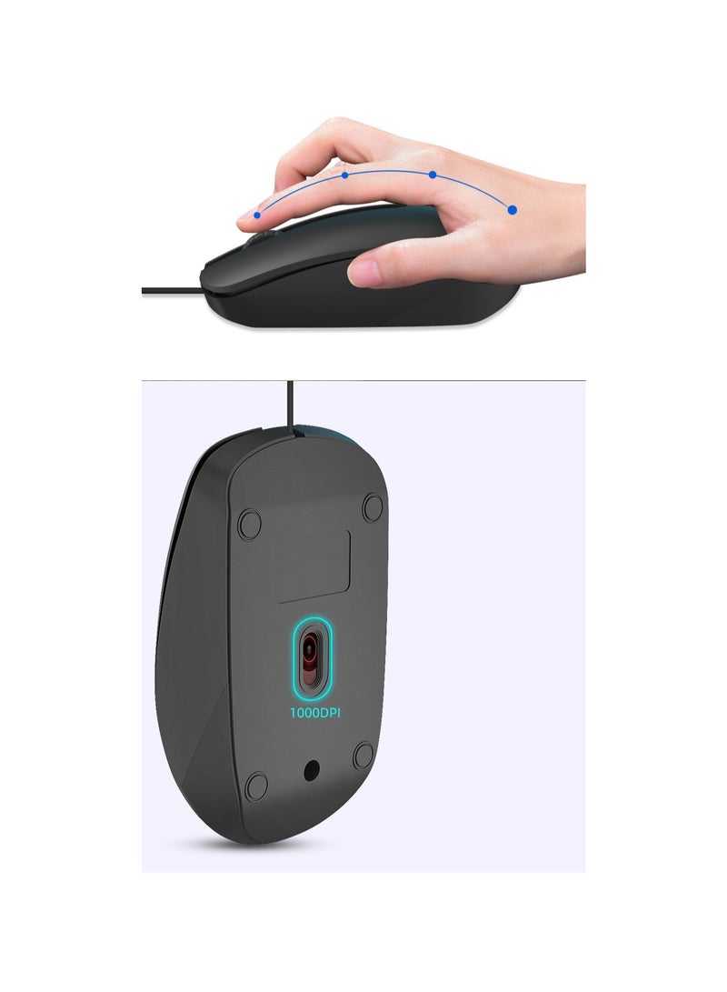 Wired Keyboard And Mouse Combo, Ergonomic Design Business Office Desktop Computer Notebook