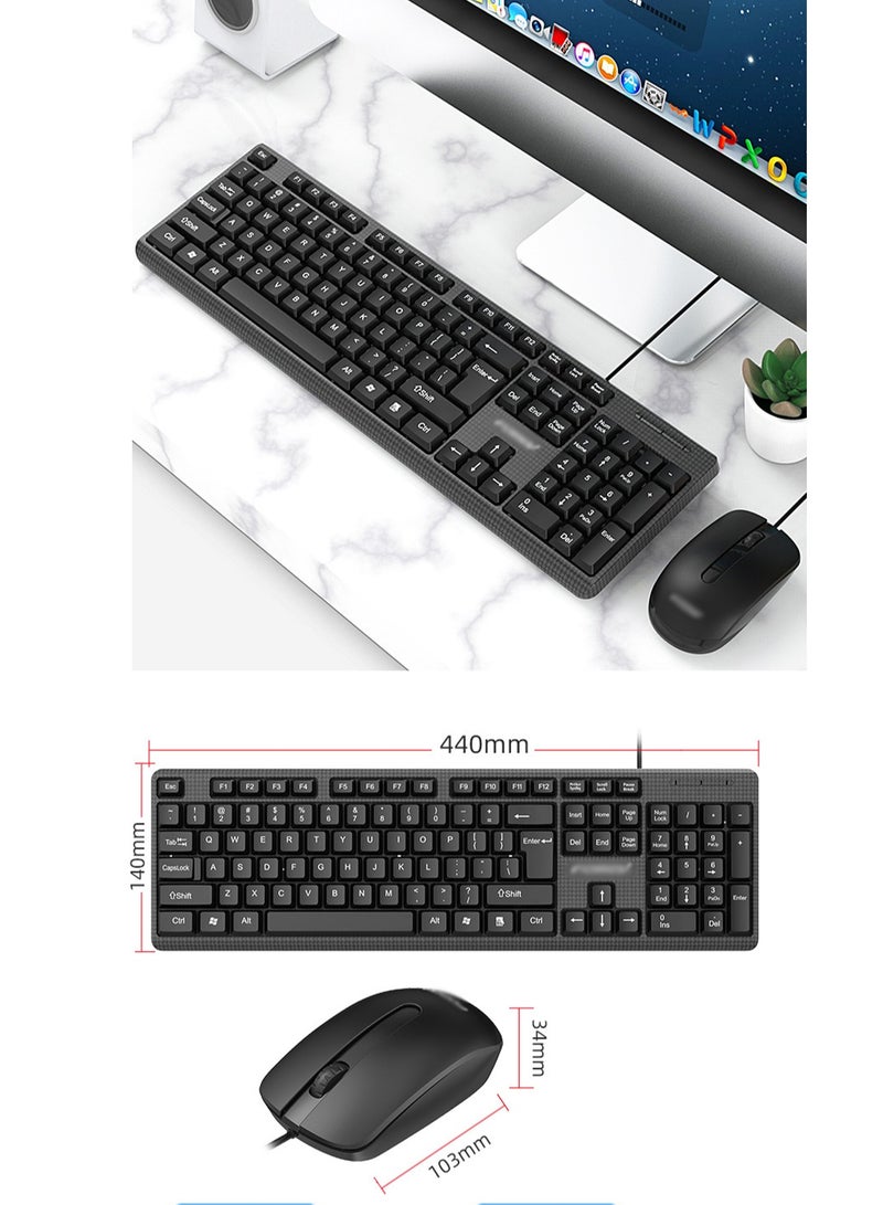 Wired Keyboard And Mouse Combo, Ergonomic Design Business Office Desktop Computer Notebook