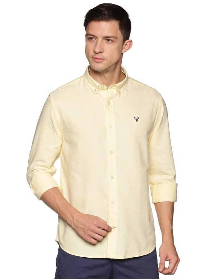 Men's Button Down Slim Fit, Casual Style semi Shirt Dressing | Long Sleeve | Smart Fit Cuff - Yellow