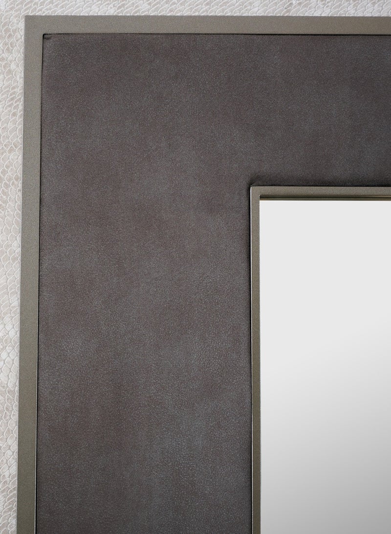 Emerson Mirror Upholstered, Stainless Steel Charcoal Lux Moondust