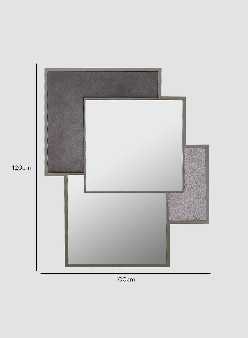 Emerson Mirror Upholstered, Stainless Steel Charcoal Lux Moondust