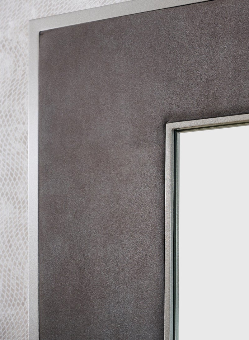 Emerson Mirror Upholstered, Stainless Steel Charcoal Lux Moondust