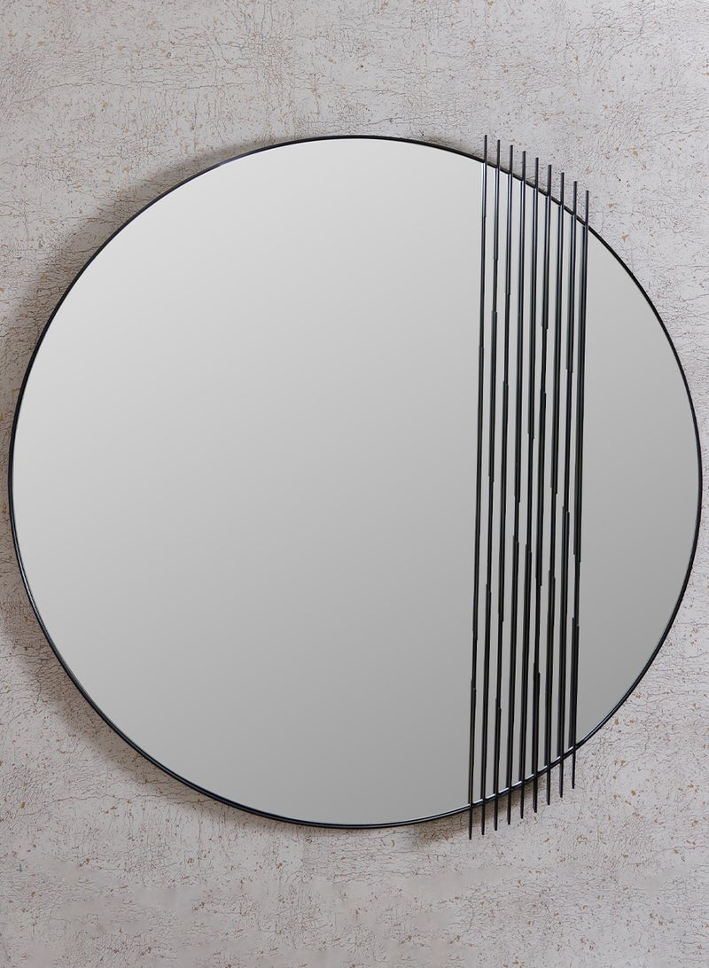 Saskia Mirror with Metal Stripes In Gun Metal