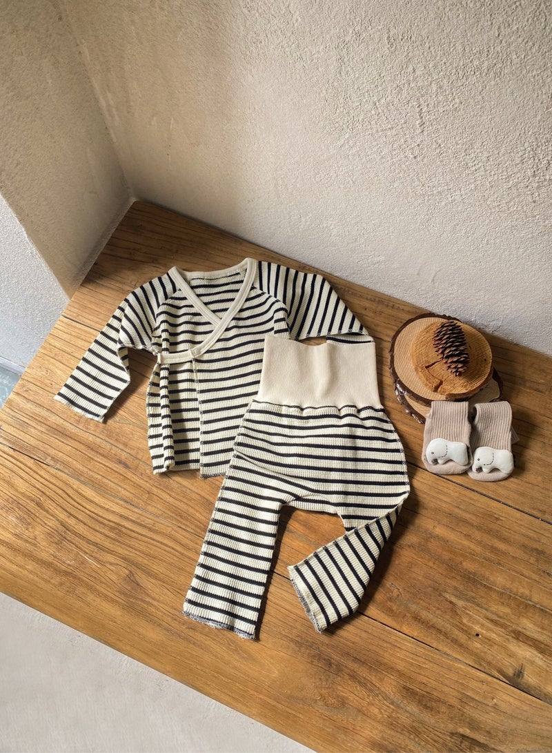 Baby Soft Breathable Cotton Long-Sleeved Two-Piece Suit