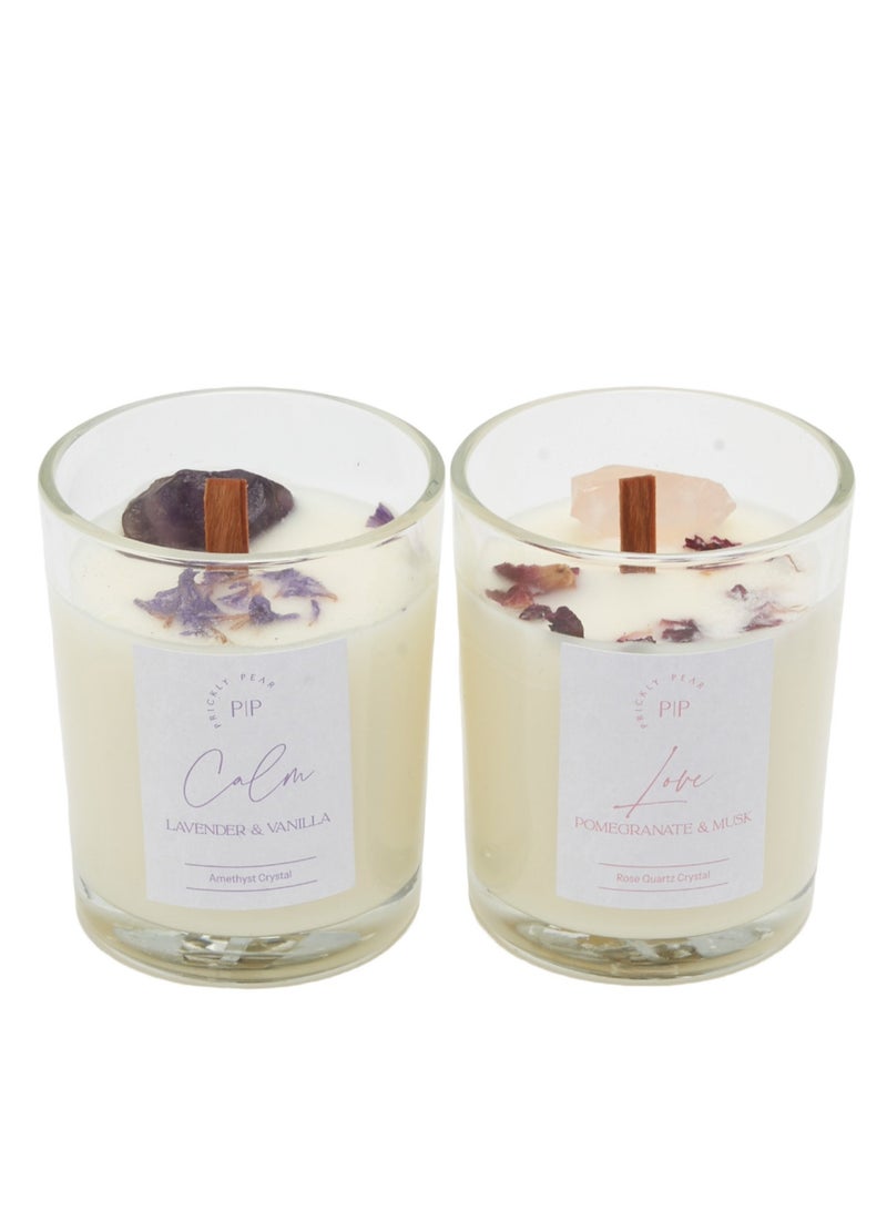 Self Love Crystal Candle Duo