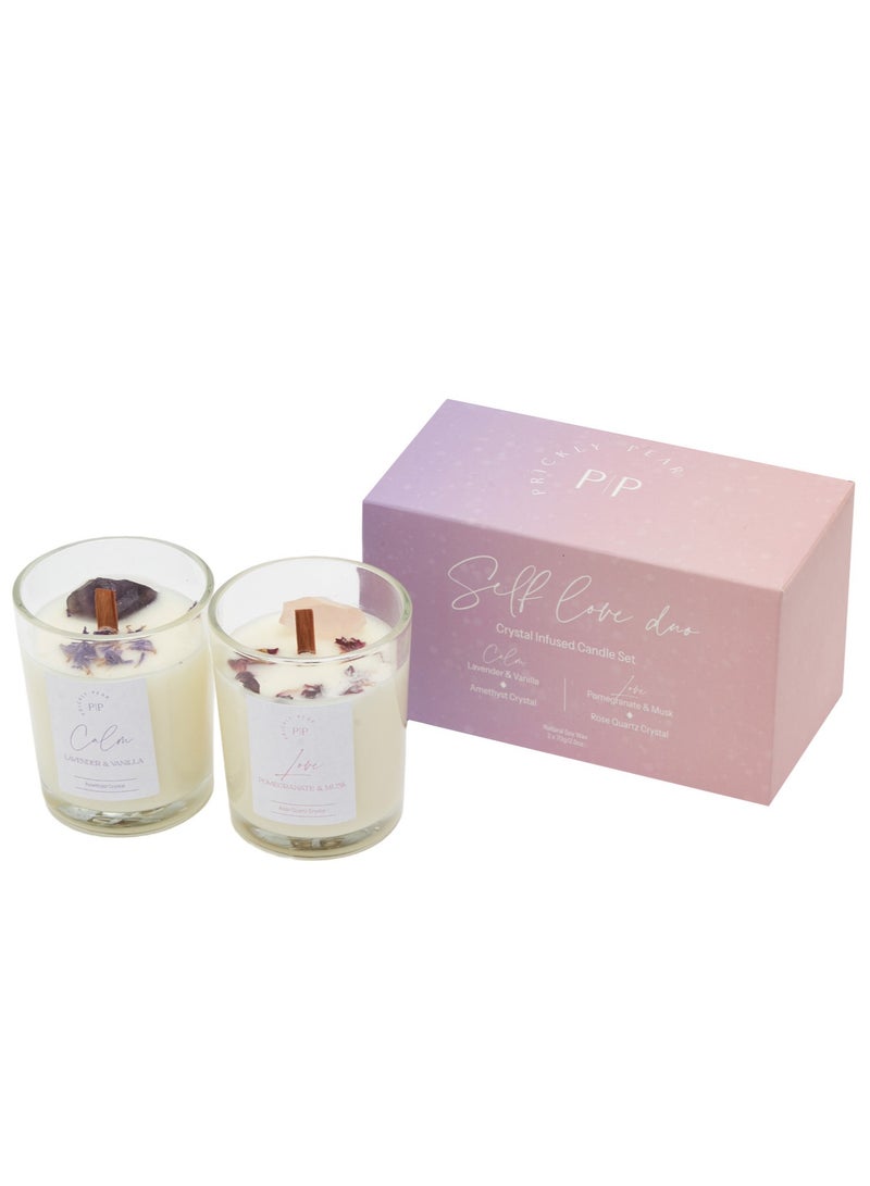 Self Love Crystal Candle Duo