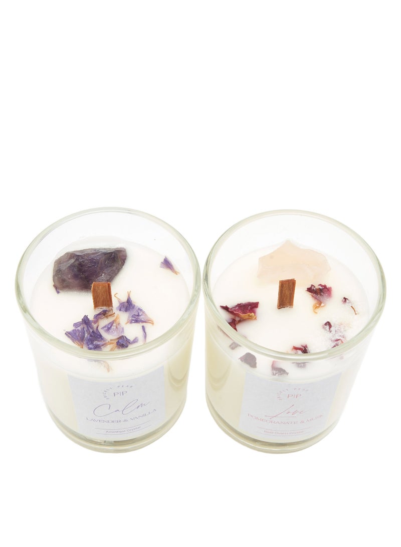 Self Love Crystal Candle Duo