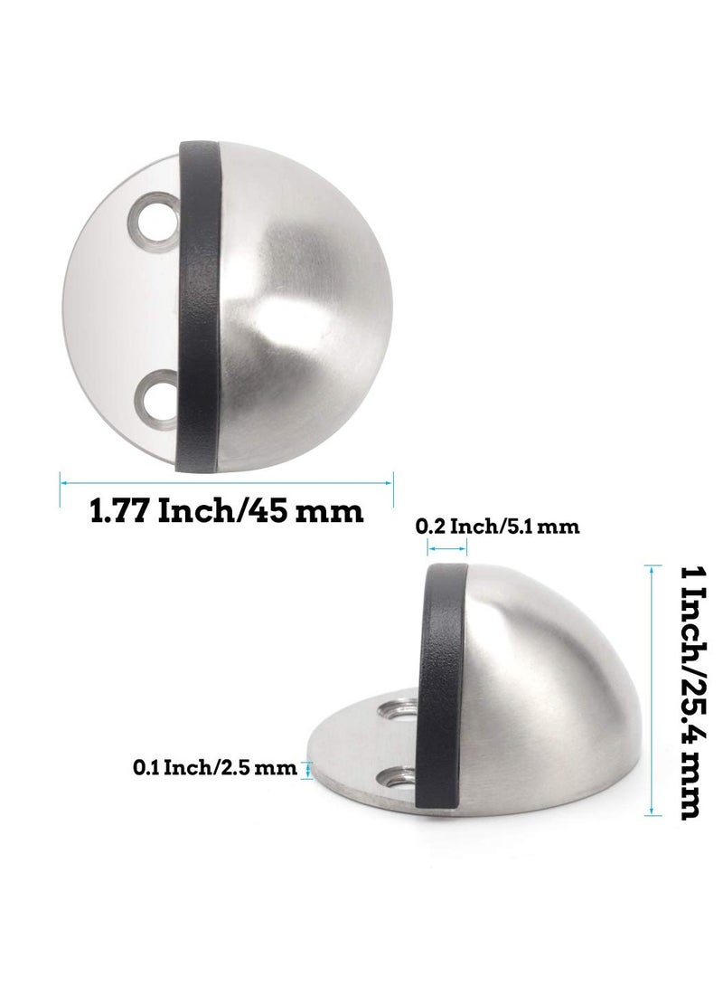 Stainless Steel Half Dome Floor Door Stopper, 3M Adhesive Door Holder Door Stop, Snowboard Hanger, No Need to Drill Floor Door Stop, Door Stopper Set with Rubber Bumper