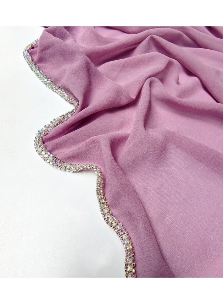New Malay Shiny Diamond Long Edge Scarf Muslim Scarf Middle East Africa Headband Chiffon Solid Color
