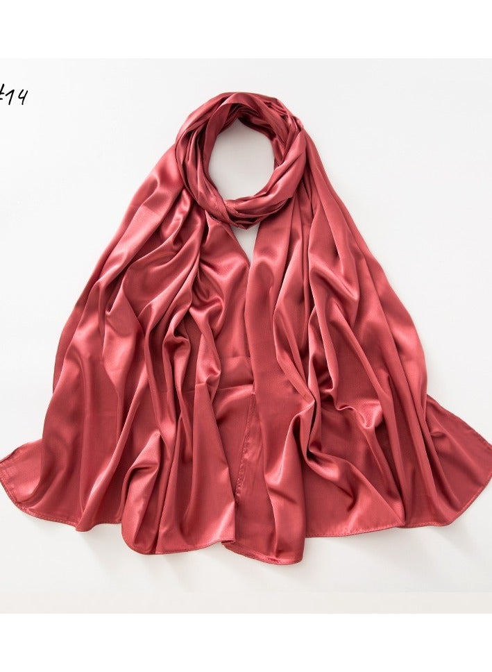 New Simulation Silk Slippery Long Scarf for Muslim Women's Shawl, Headband Cover, Headscarf