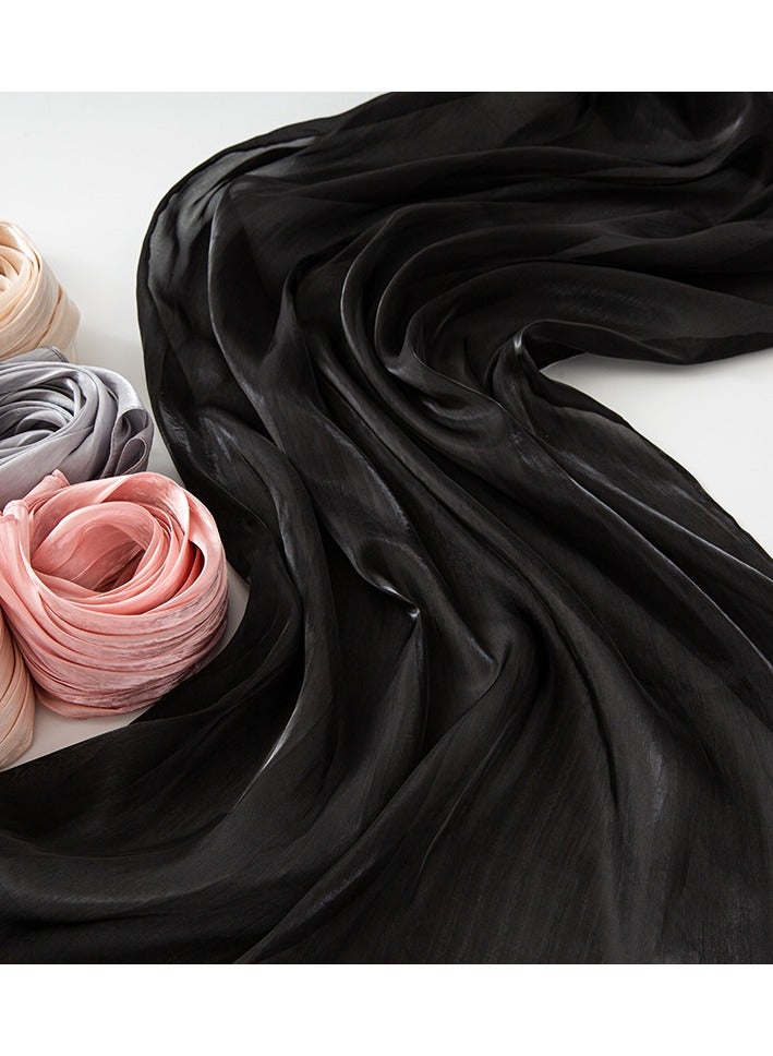 Women's Muslim Full Neck Cover Solid Color Headscarf Silk Scarf Thin Large Scarf Travel Sunscreen Shawl Linen Solid Color Silk Scarf Versatile