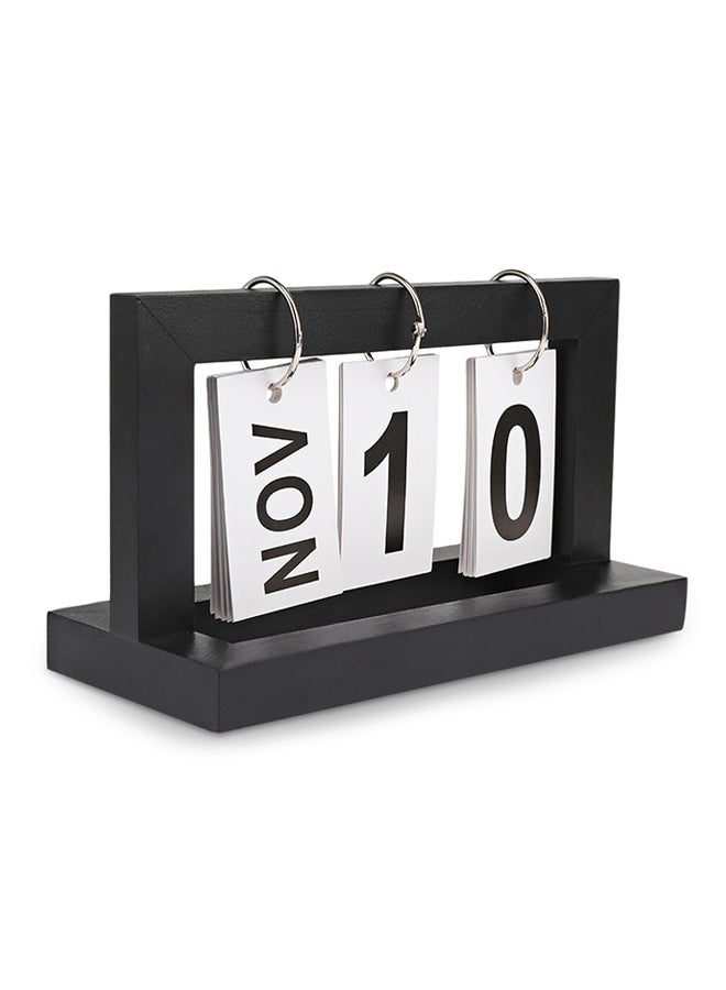 Portable Wooden Calender Black/White 20x9centimeter