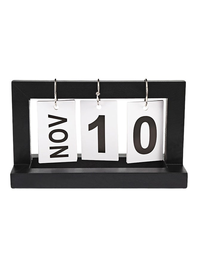 Portable Wooden Calender Black/White 20x9centimeter