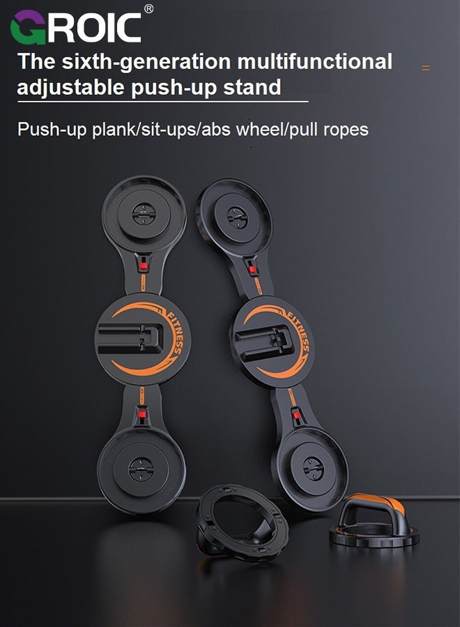 Push Up Board System, Push Up Board with Sit up Stand, Resistance Bands, Abdominal Wheel 4-In-1 Set, Adjustable Angle & Detachable Multifunctional Push Up Board, Strength Training Fitness Equipment