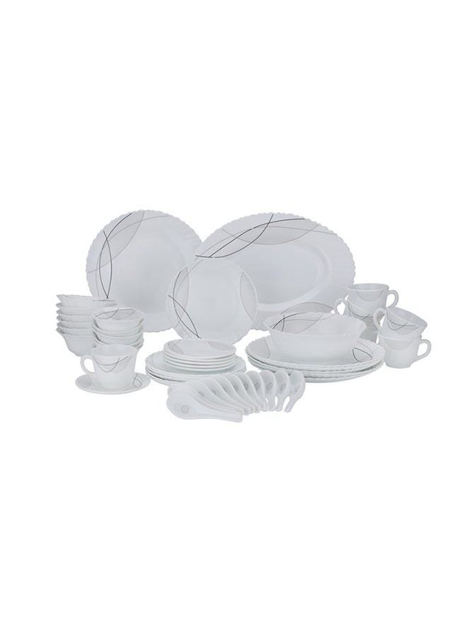 50 Pcs Opalware Dinner Set, RF10201 | Assorted Design | Lightweight, Beautiful Design Opal Dishes Sets Service for 6 Grey