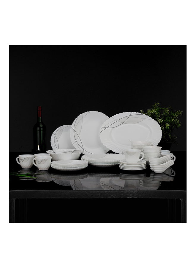 50 Pcs Opalware Dinner Set, RF10201 | Assorted Design | Lightweight, Beautiful Design Opal Dishes Sets Service for 6 Grey