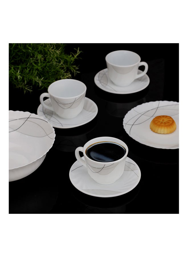 50 Pcs Opalware Dinner Set, RF10201 | Assorted Design | Lightweight, Beautiful Design Opal Dishes Sets Service for 6 Grey