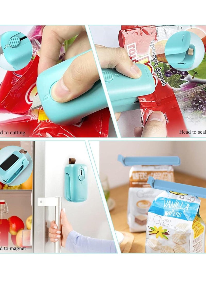 Mini Sealing Machine with Cutter 2 in 1 Handheld Bag Sealer for Chips, Foil & Plastic Bags Portable Food Storage Sealer for Snacks & Freshness