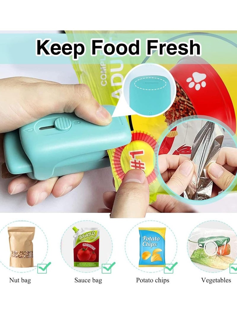 Mini Sealing Machine with Cutter 2 in 1 Handheld Bag Sealer for Chips, Foil & Plastic Bags Portable Food Storage Sealer for Snacks & Freshness