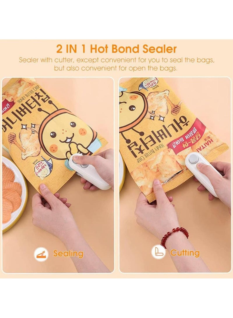 Mini USB Rechargeable 2 in 1 Plastic Bag Sealer, Portable Hot Bond Sealer for Chips, Snack & Food Bags Reseal and Cut with Ease