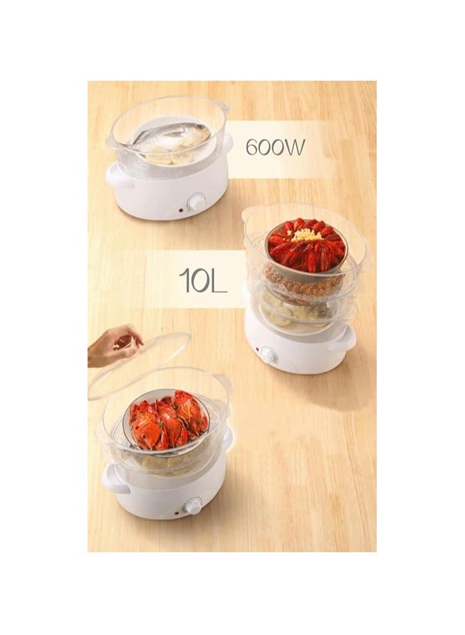 3 Tier Electric Food Steamer for Cooking, Vegetable Steamer for Fast Simultaneous Cooking, Veggie Steamer, Food Steam Cooker, 60 Minute Timer, BPA Free Baskets, 300W, 10L