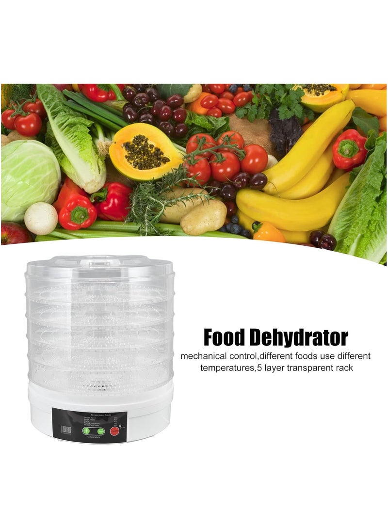Food Dehydrator Machine, 350W 50Hz Vegetables Electric Dryer Machine with 5 Stackable Trays 360° Circulation Heating Electric Food Dryer Machine for Fruits Veggies Meats Dog, US