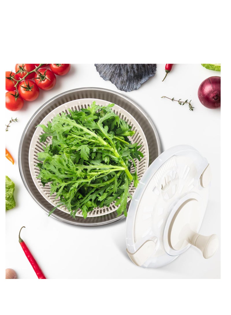 Fruits Vegetable Salad Dehydrator Dryer and Washer : Salad Spinner, Oil Shaker, Anti-Shake, Easy Drain, Compact Storage (stainless_steel)