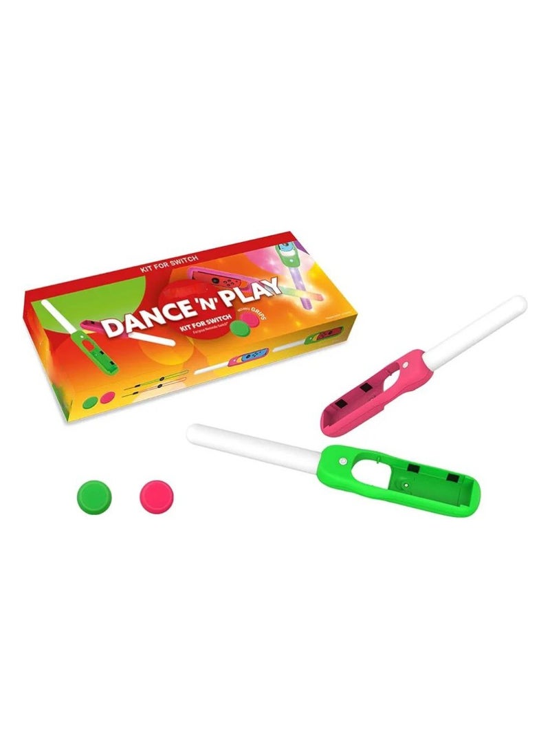 Dance 'N' Play Kit For Nintendo Switch OLED - 2x Sound Sensitive LED Glow Sticks For Fitness Music And Dance Games