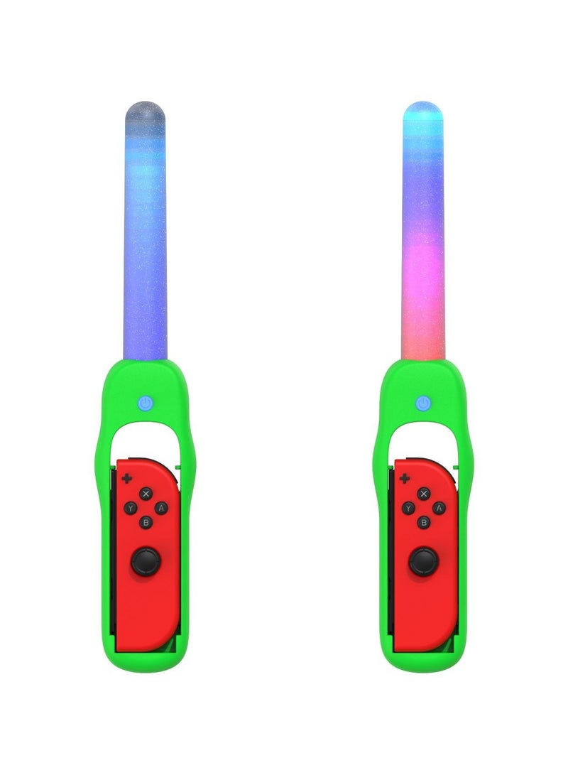 Dance 'N' Play Kit For Nintendo Switch OLED - 2x Sound Sensitive LED Glow Sticks For Fitness Music And Dance Games