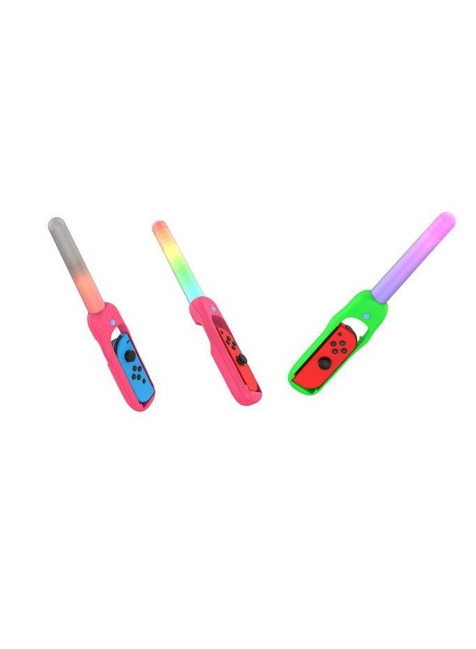 Dance 'N' Play Kit For Nintendo Switch OLED - 2x Sound Sensitive LED Glow Sticks For Fitness Music And Dance Games