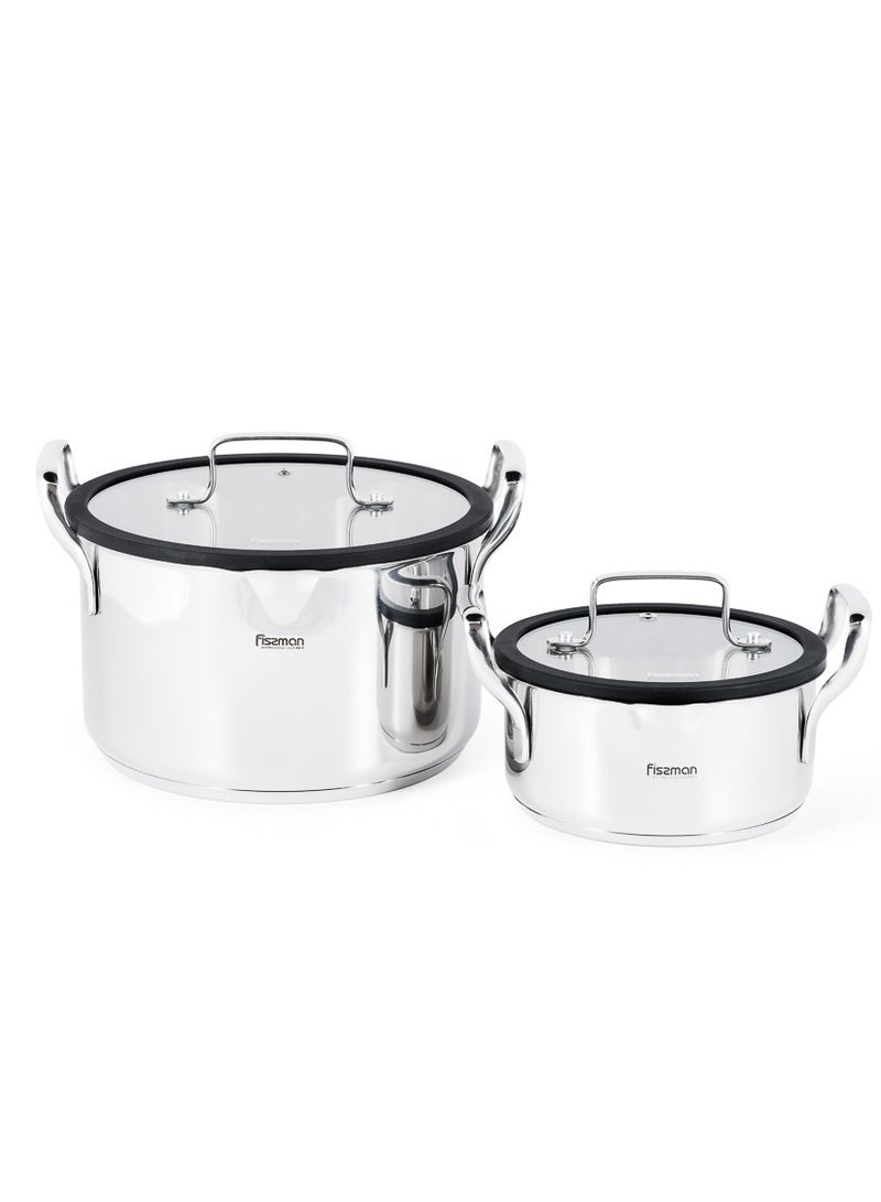 4-Piece Cookware Set Fabia Series Stockpots with Lid 1.4LTR/16 cm And 4.5LTR/22cm