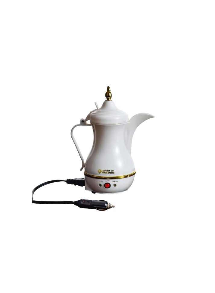 Gulf Dalla 91844  White Car Coffee Maker with 400ml Capacity and Car Charging Power Cable