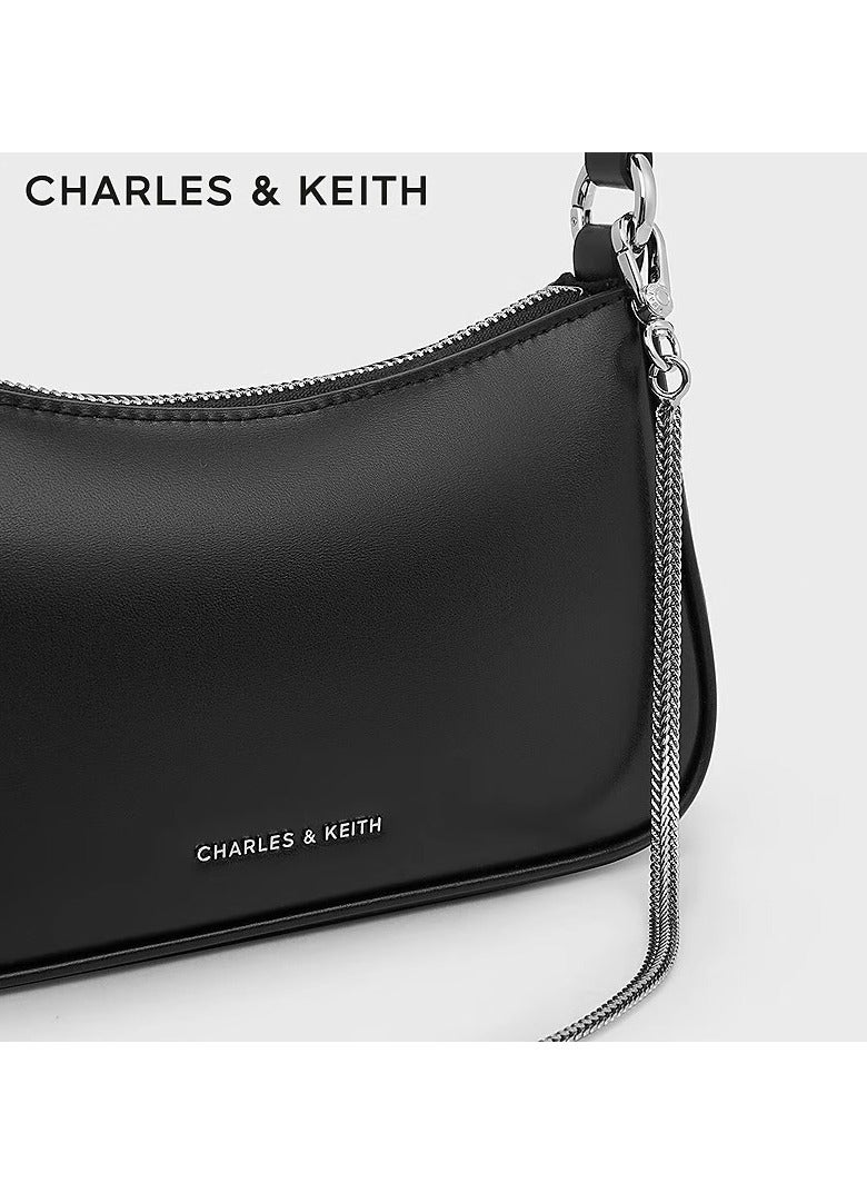 CHARLES & KEITH Crossbody Bag Curved Shoulder Bag - Black