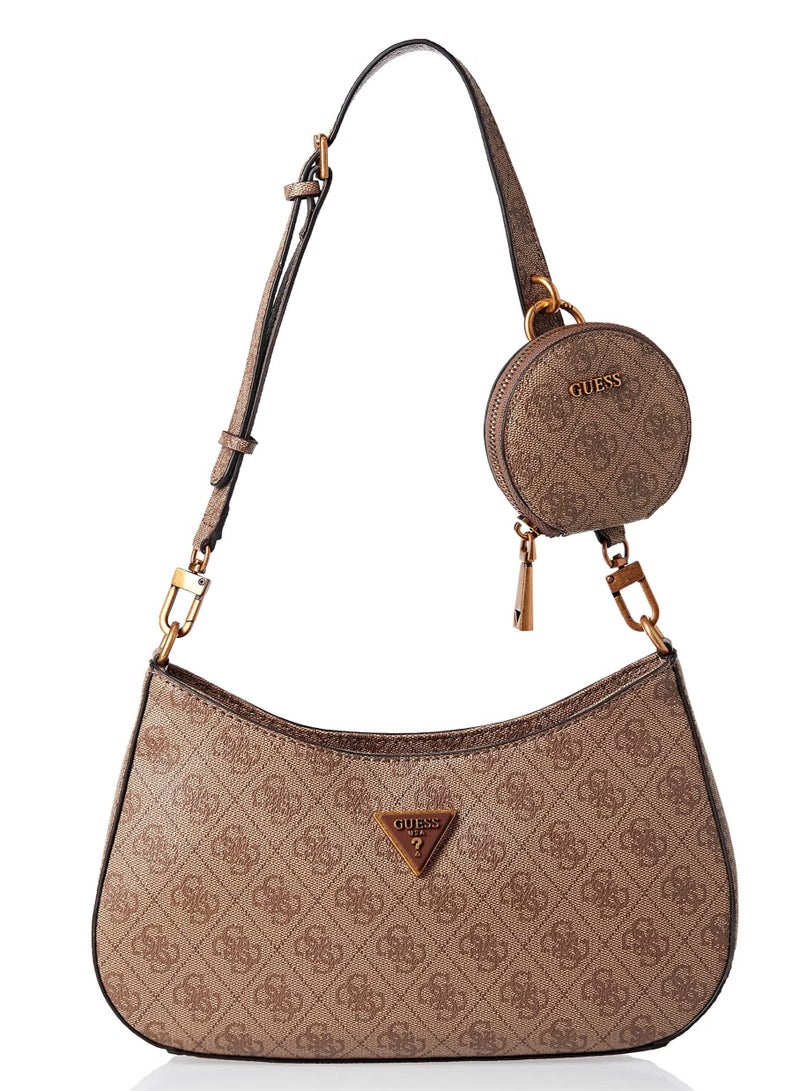 Guess Alexie Top Zip Brown Shoulder Bag for Women BB841618