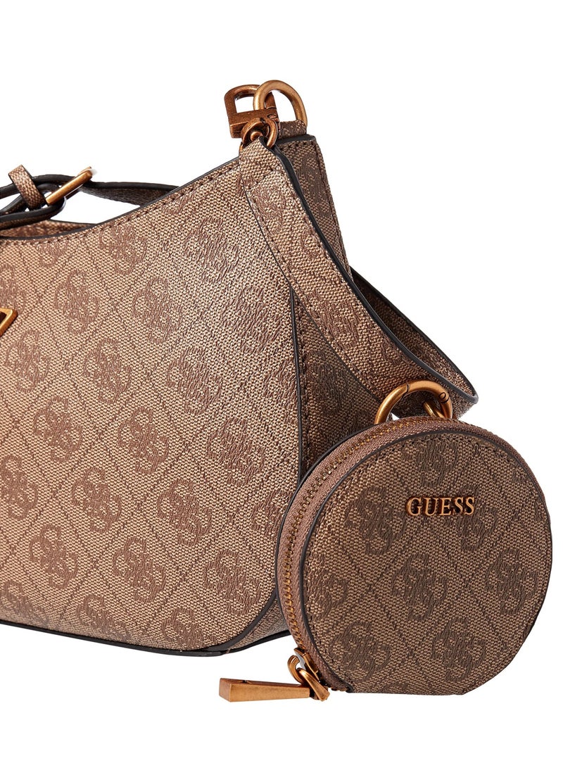 Guess Alexie Top Zip Brown Shoulder Bag for Women BB841618