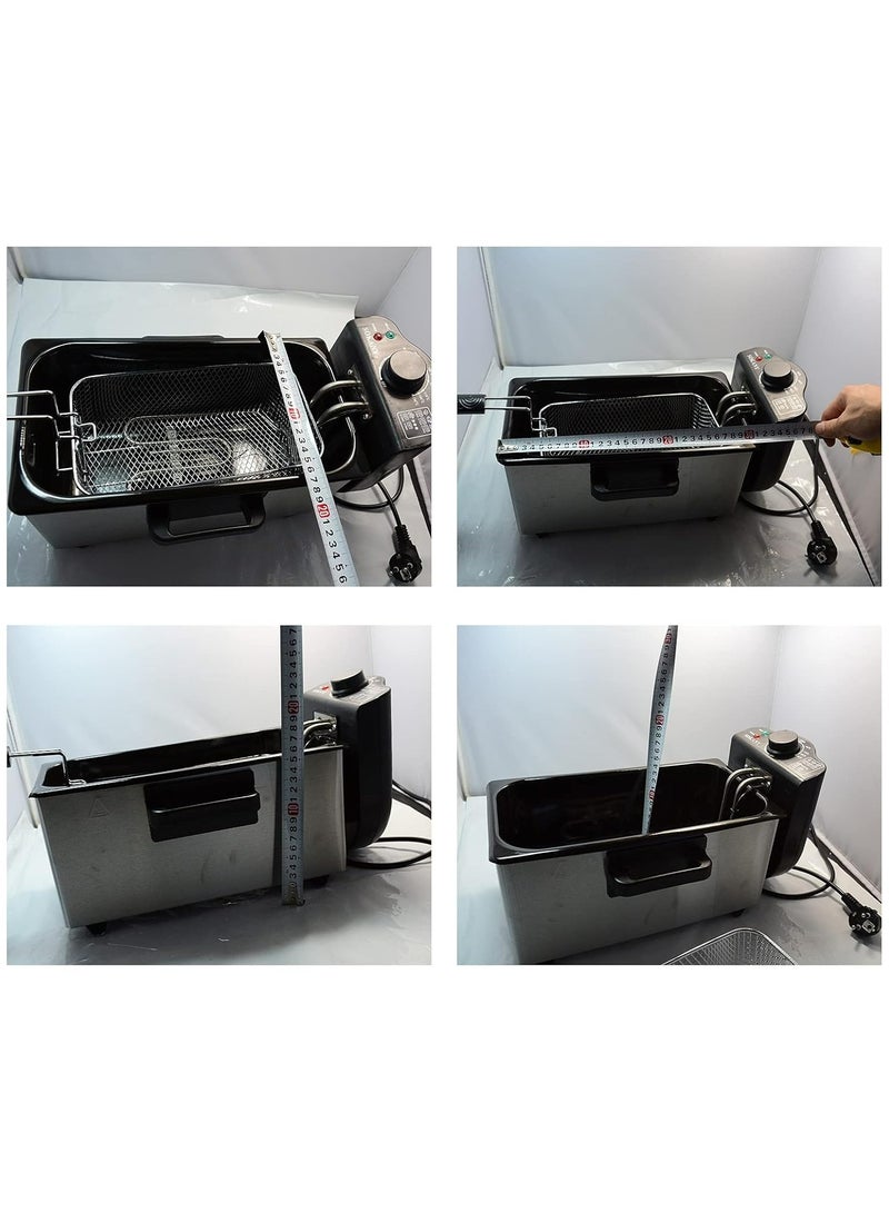 3L Electric Deep Fryer, 2000W Stainless Steel Deep Fat Fryer with Adjustable Temperature Control, Removable Oil Basket, Easy Clean, Cool Touch Handle, Perfect for Frying Chicken, Fries, and Snacks